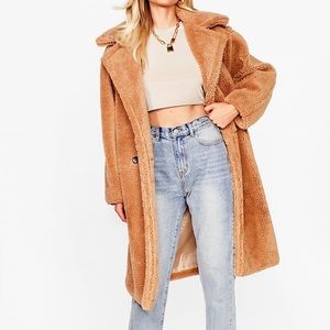 Nasty Gal Faux Fur Teddy Coat Small